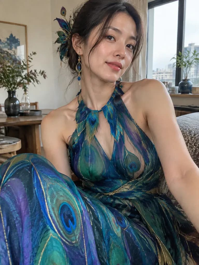 Candid Peacock Inspired High Fashion