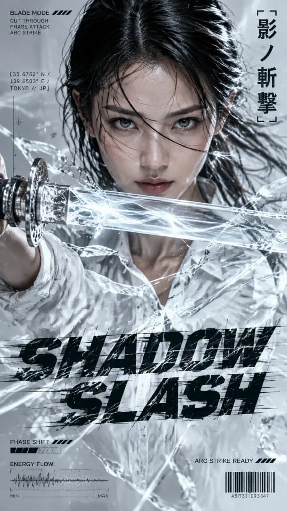 Cyber Samurai Glass Blade Fashion Poster