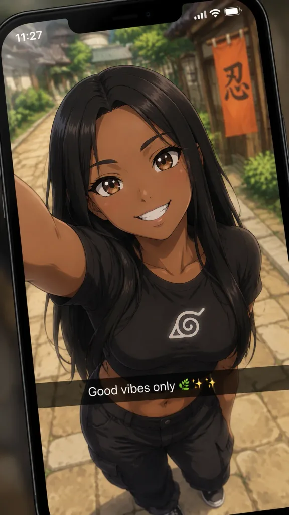 Anime-Selfie auf Smartphone-Display