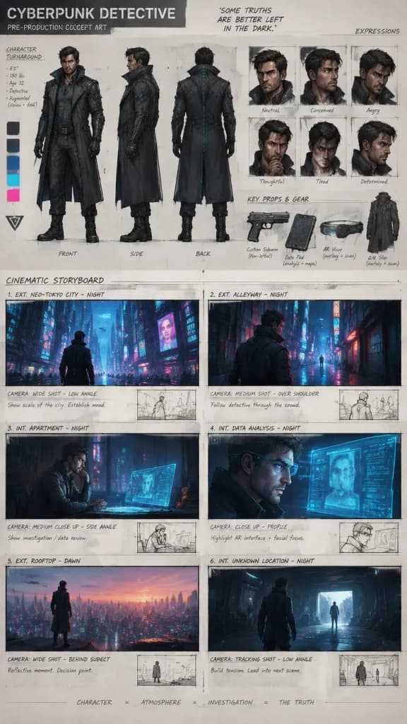Cinematic Storyboard Pre-Production Board