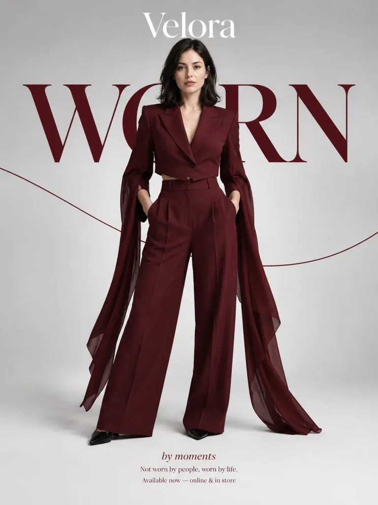 Burgundy Suit Fashion Editorial Portrait