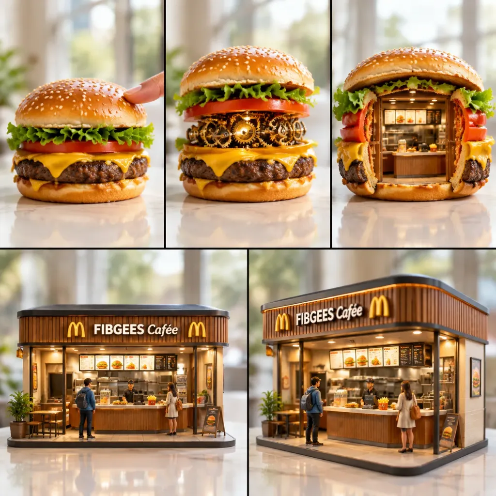 Cheeseburger to Mini Café Transformation Storyboard
