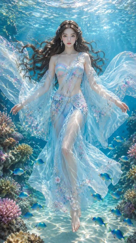 Underwater Fairytale Sari Fashion Portrait
