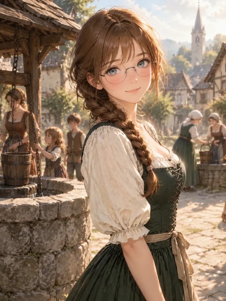 Medieval Village Girl by the Well