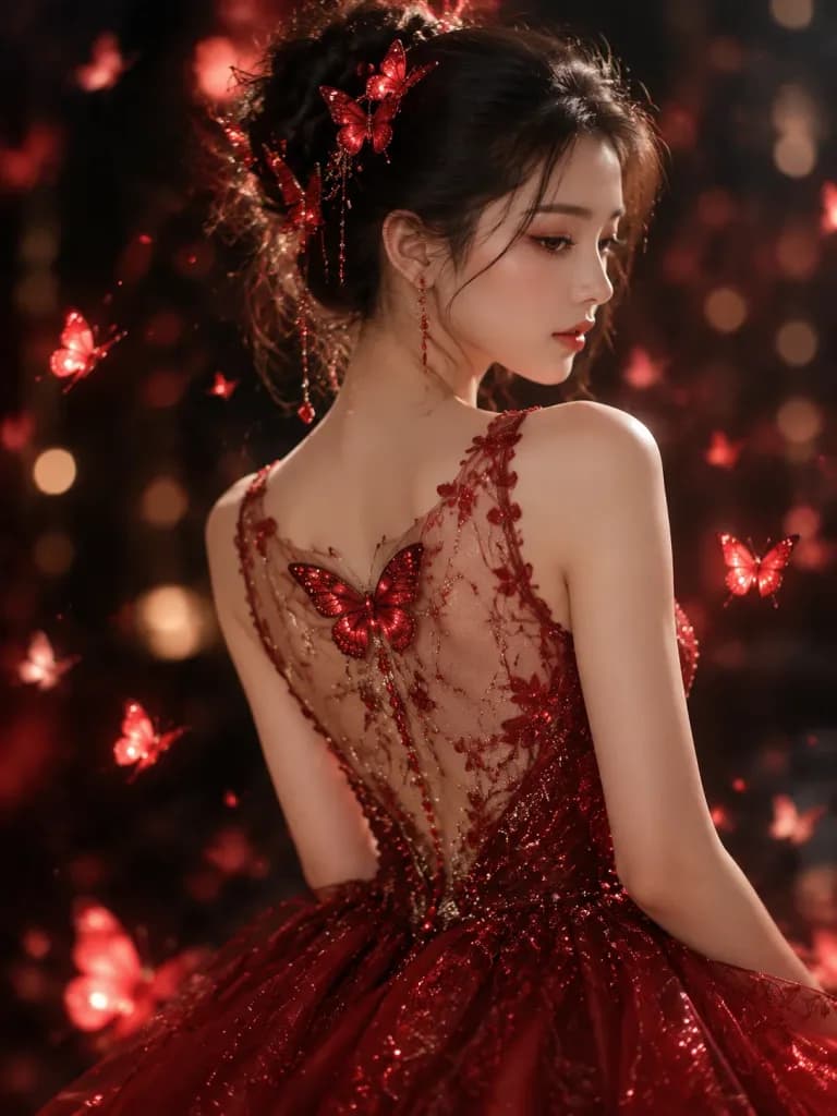 流光蝴蝶禮服肖像