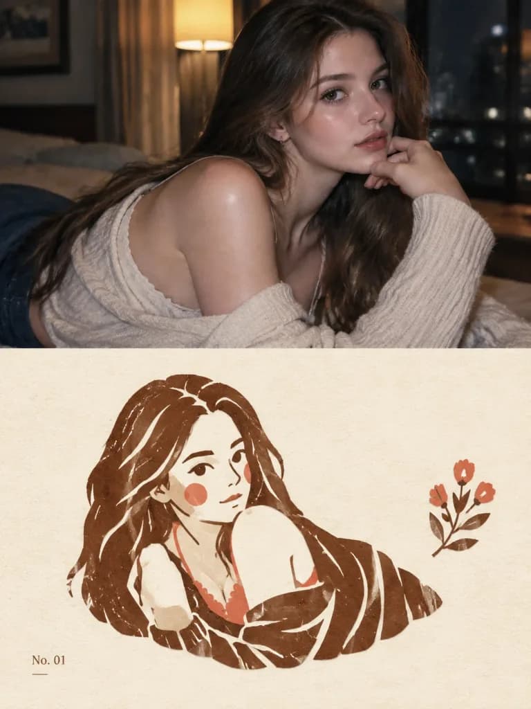 写真と切り絵コラージュの分割ポスター