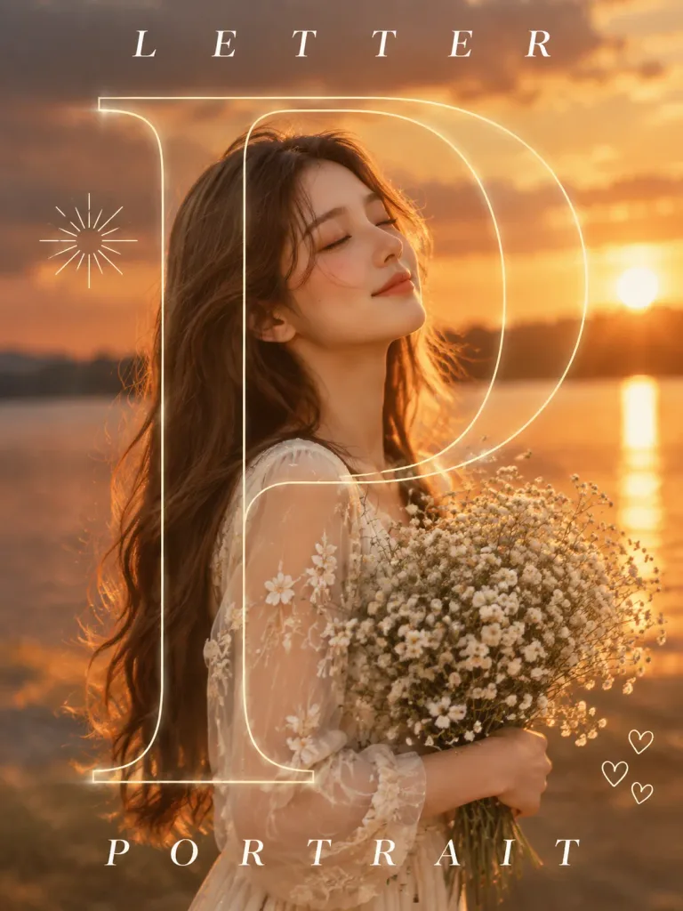 Golden Hour Monogram Portrait Poster