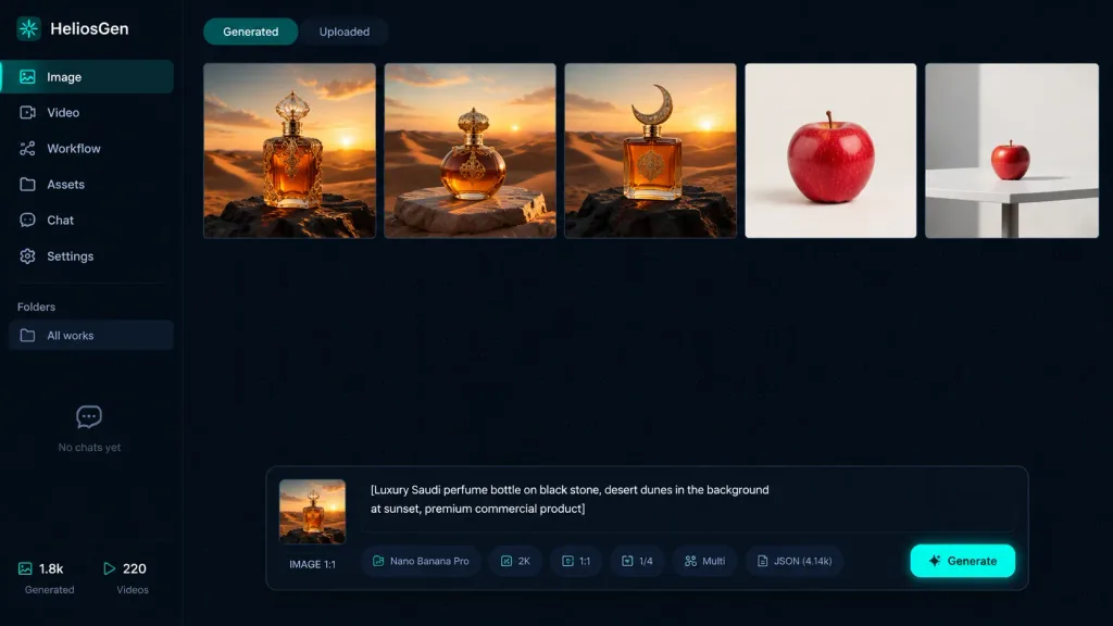 Dark Mode AI Image Generator Dashboard