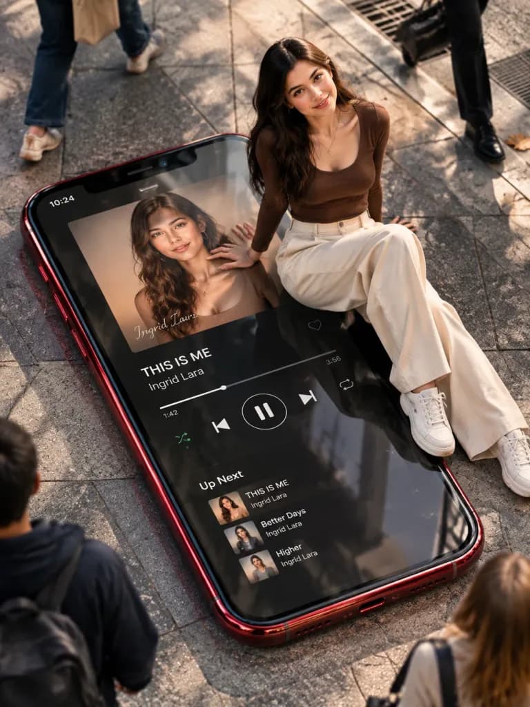 Giant Smartphone Street Music Portrait