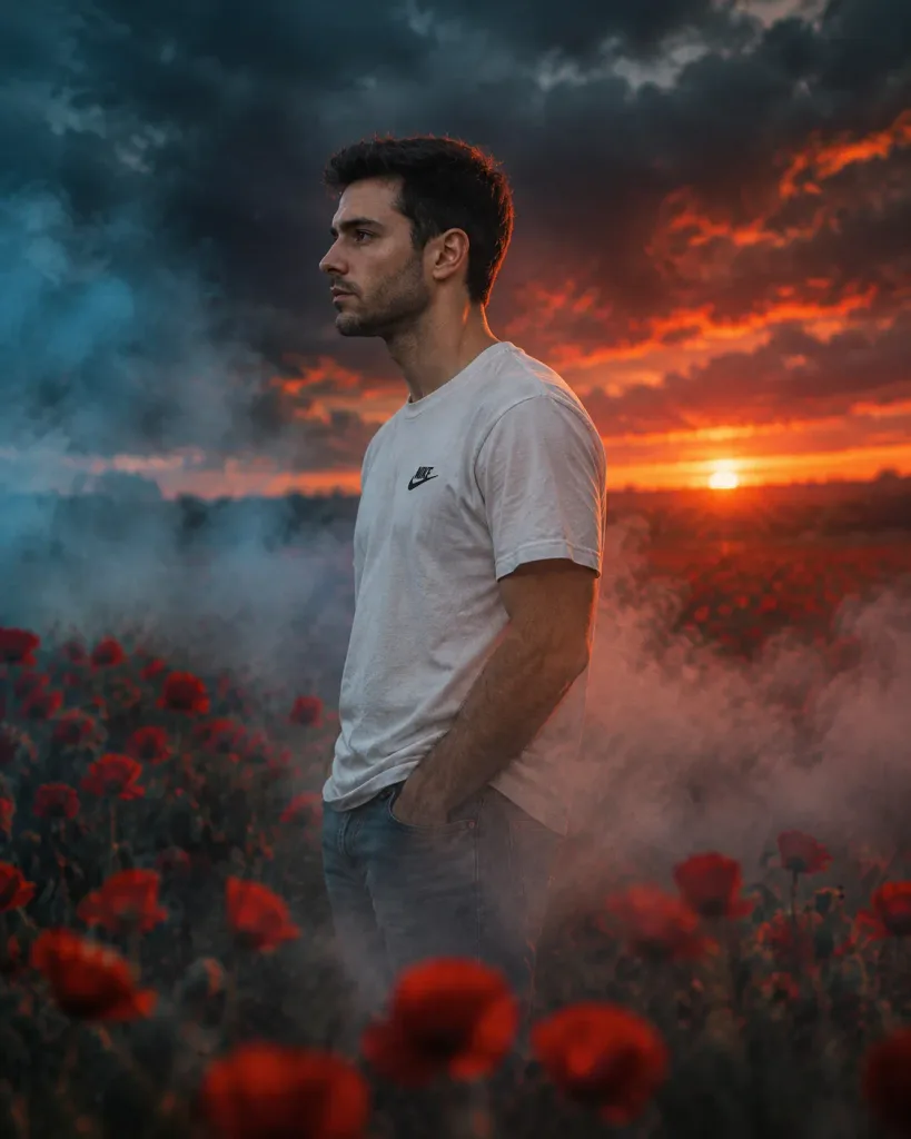 Dramatic Sunset Poppy Field Portrait