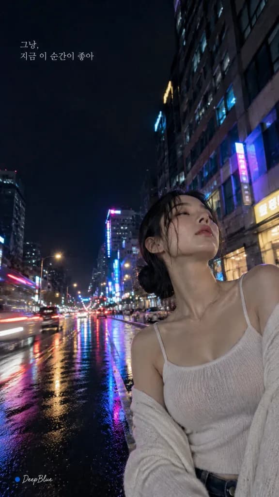 صورة عفوية في شارع كوري ليلاً