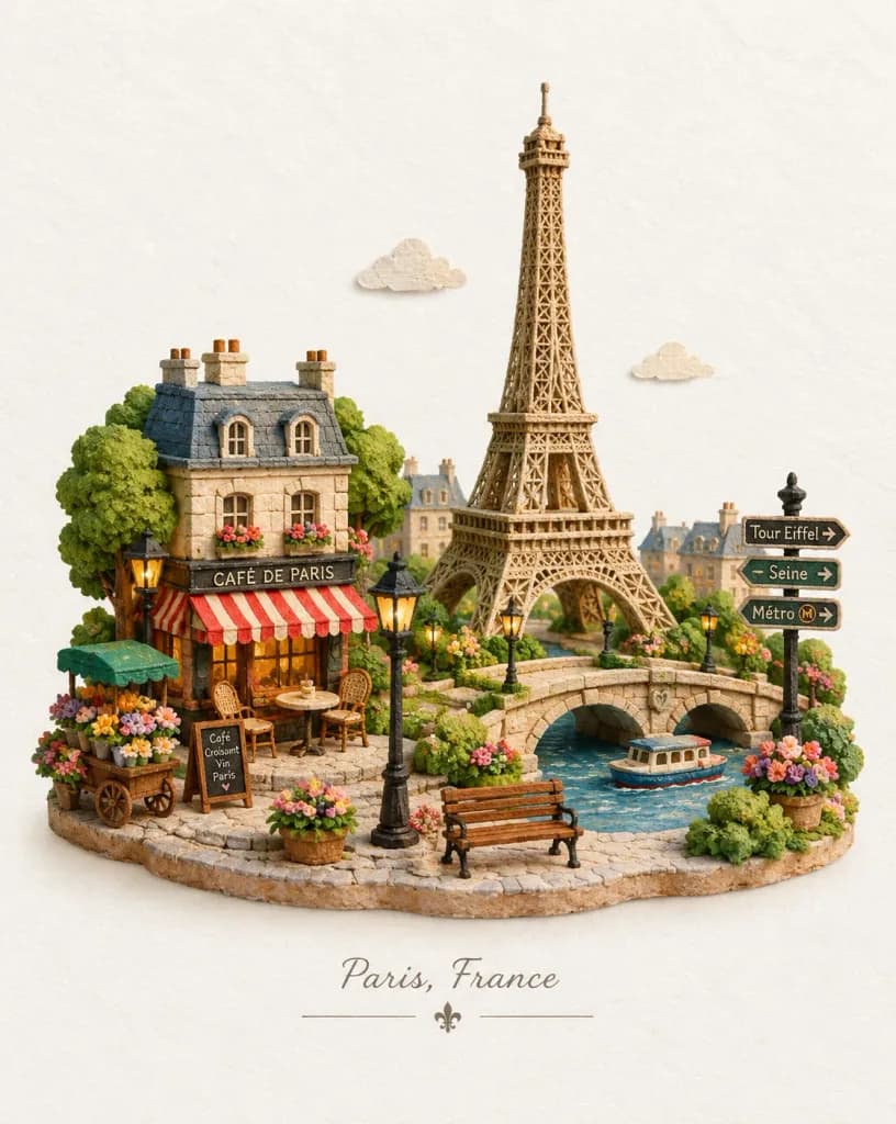 Handcrafted Miniature Landmark Diorama