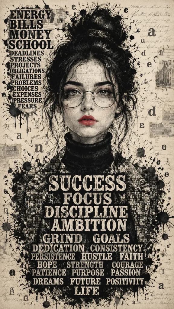 Typographic Mixed Media Success Portrait