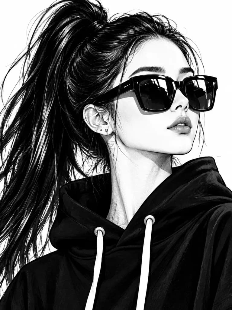 Monochrome Ink Streetwear Fashion Portrait