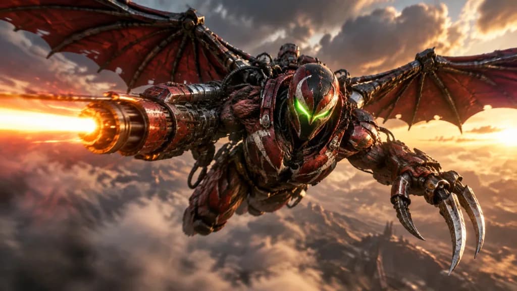 Biomechanical Demon Drone in Flight