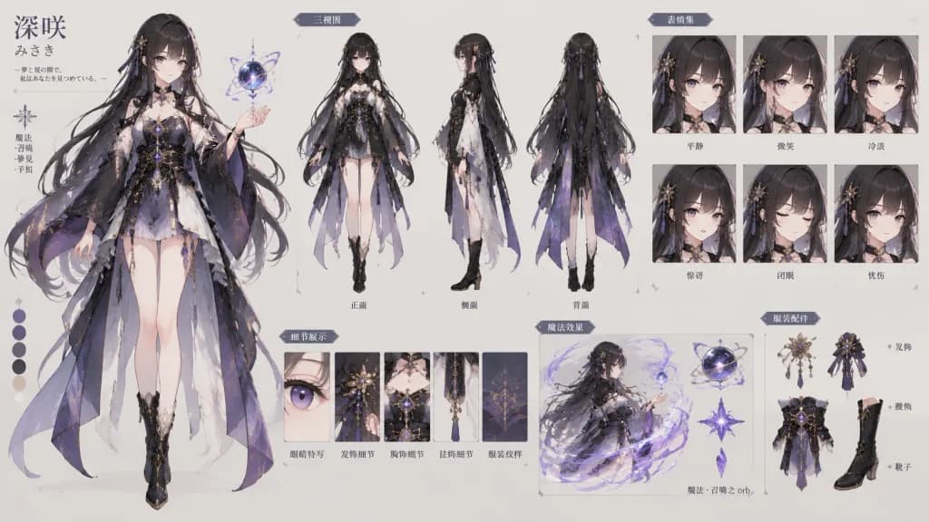 Charakterbogen einer japanischen Fantasy-Kämpferin
