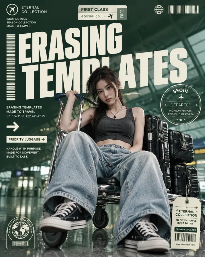 機場時尚大片雜誌封面