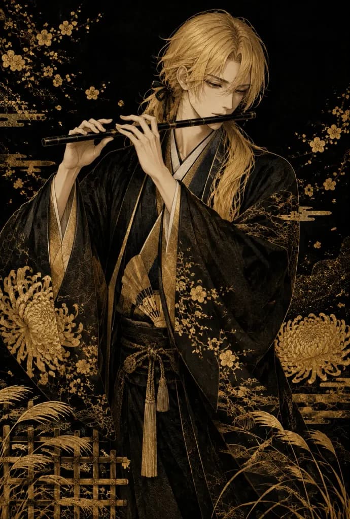 Maki-e Gold and Black Flutist