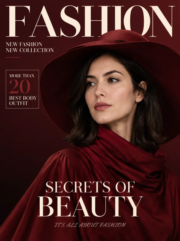 Burgundy High Fashion Magazine Cover