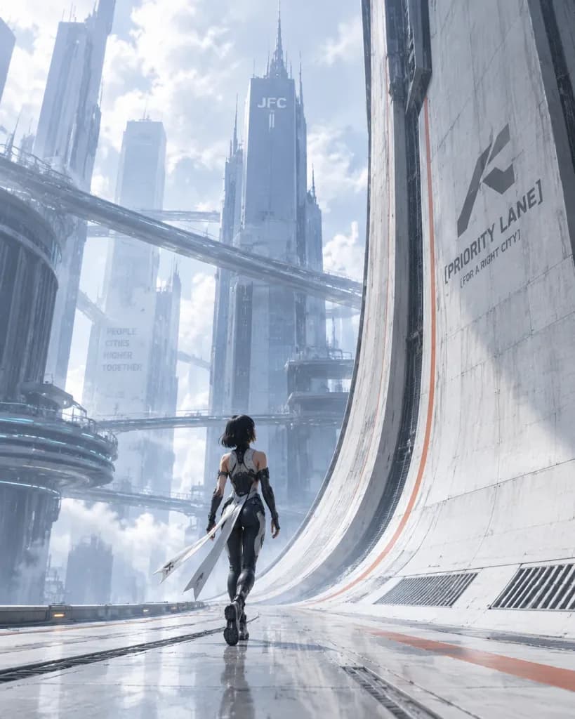 Futuristic Curved Gravity Lane Megacity