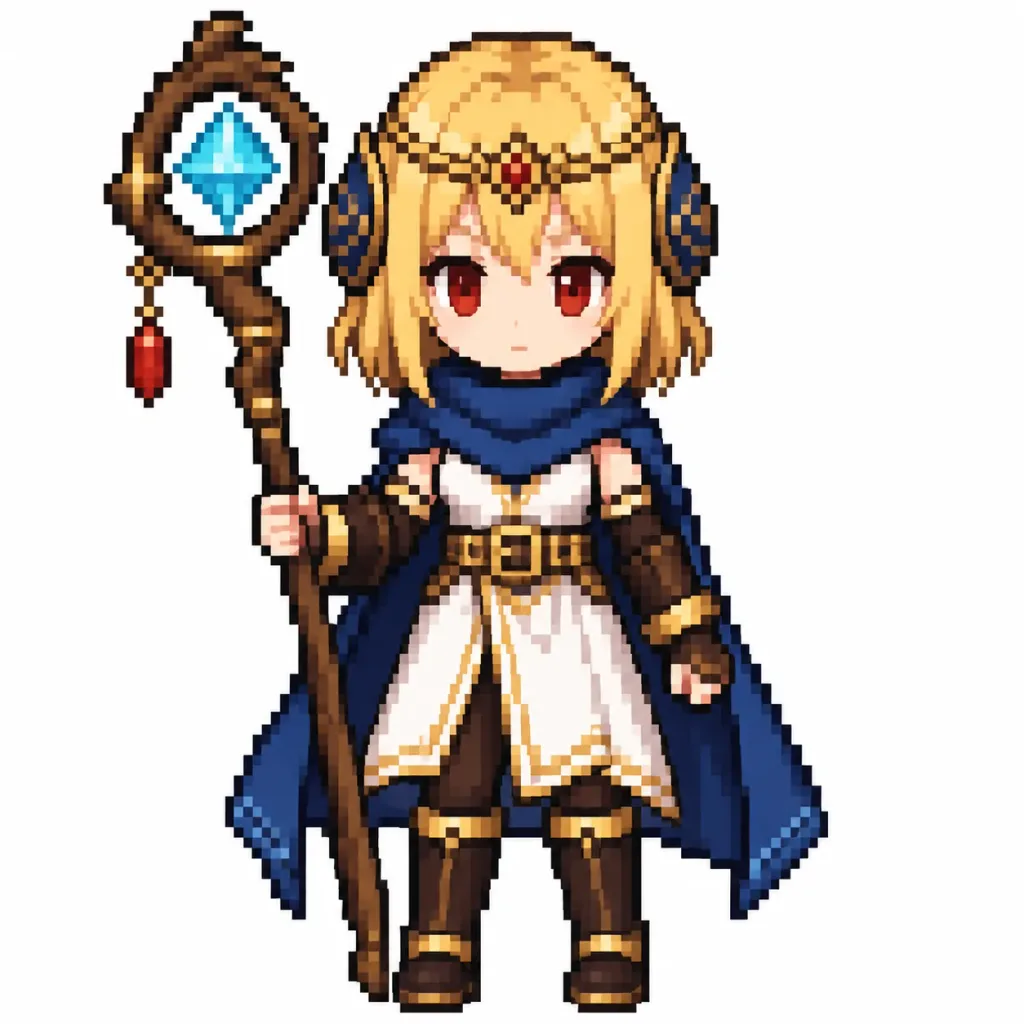 ちびキャラ16ビット魔法使いピクセルアート