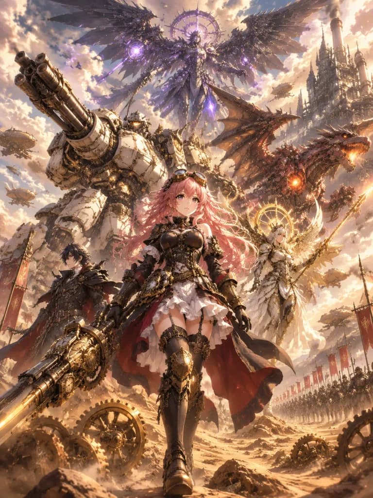 Steampunk Fantasy Anime Battlefield Key Visual