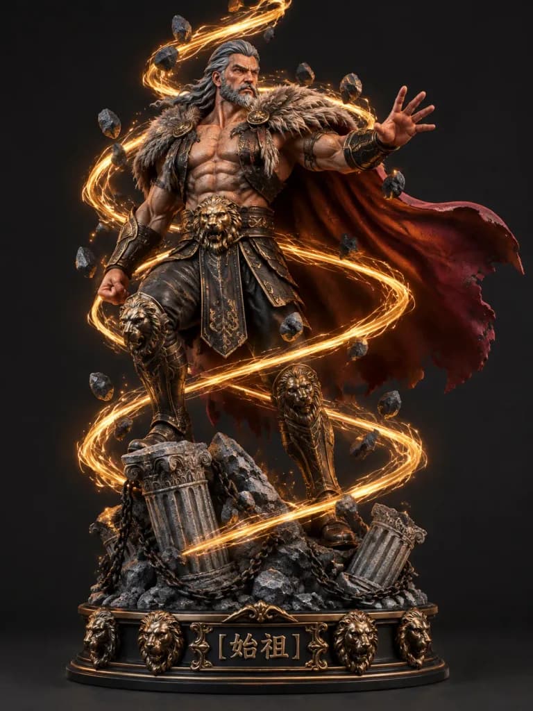 Mythic Warrior-King Collectible Statue Render