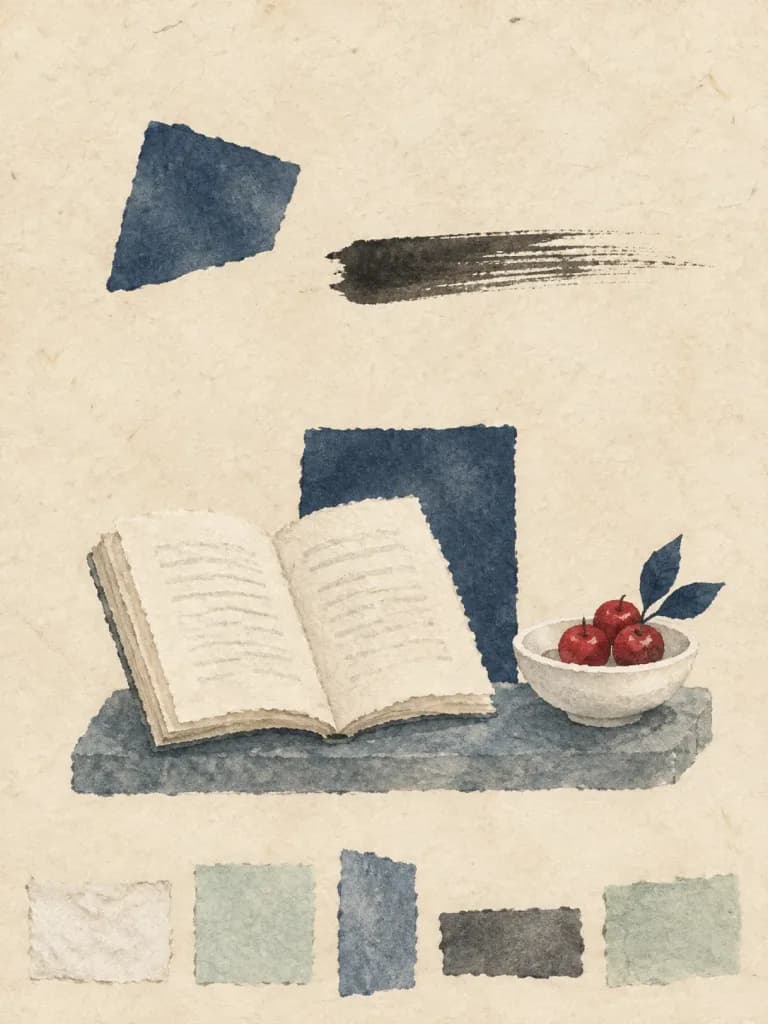 Minimalist Wabi-Sabi Watercolor Paper Collage