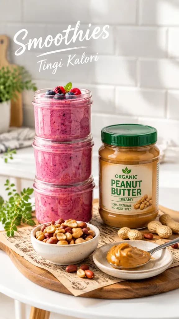 Commercial Berry Smoothie and Peanut Butter Spread