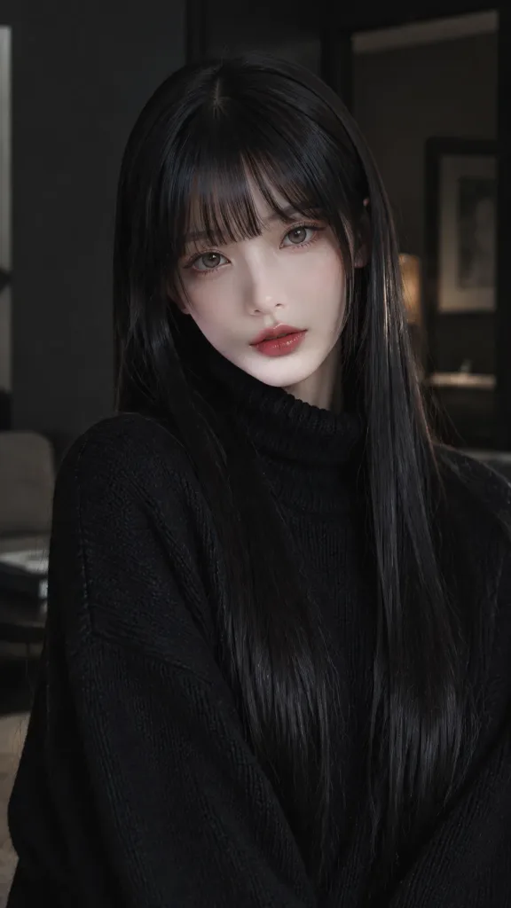 Minimalist High-Fashion Turtleneck Editorial Portrait