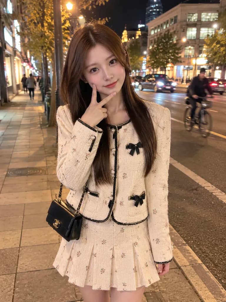 夜色都市街頭時尚人像