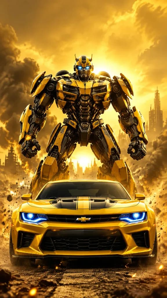Muscle Car and Giant Battle Robot Poster