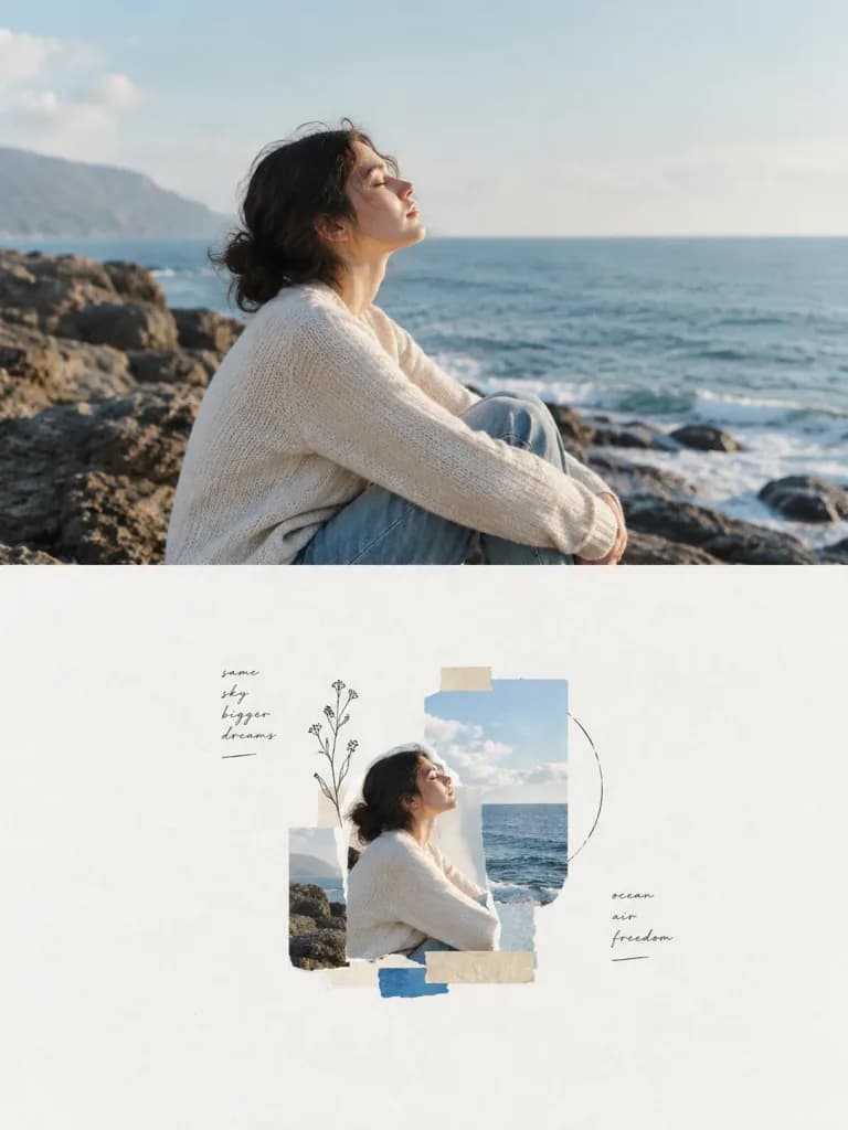 上下對分雜誌風極簡拼貼海報