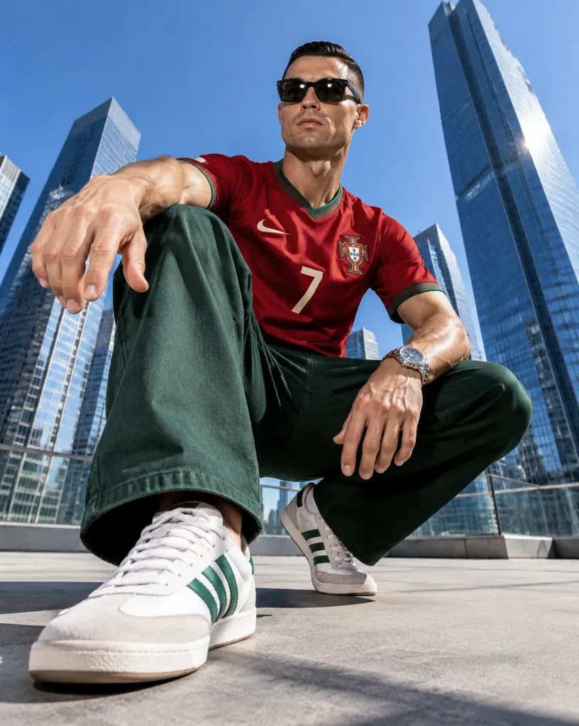 Foto de Moda Esportiva em Rooftop em Ângulo Baixo