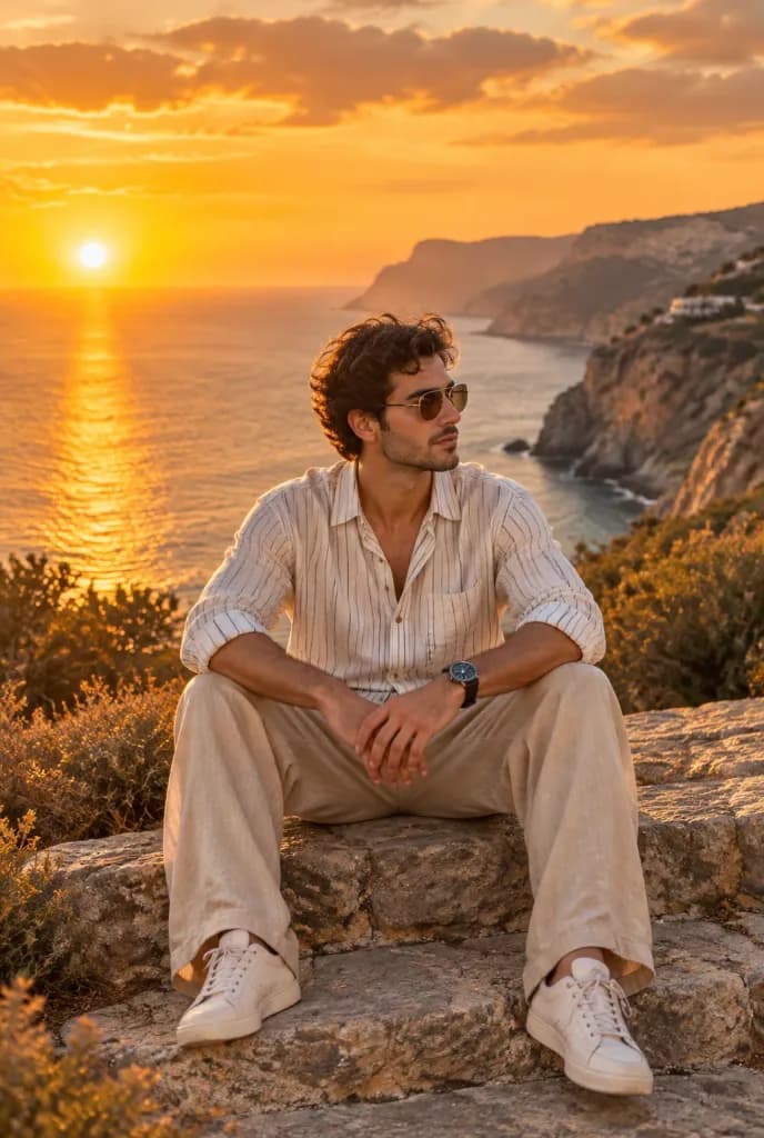 Golden Hour Coastal Cliffside Portrait
