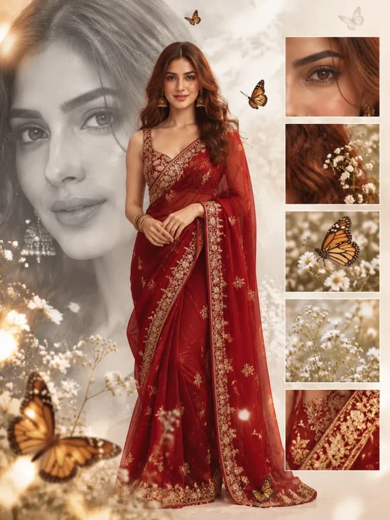 Bridal Saree Fashion Editorial Collage