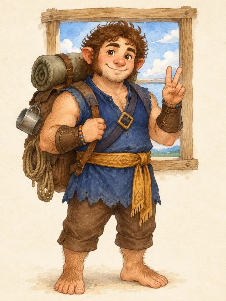 Watercolor Hobbit Adventurer Character