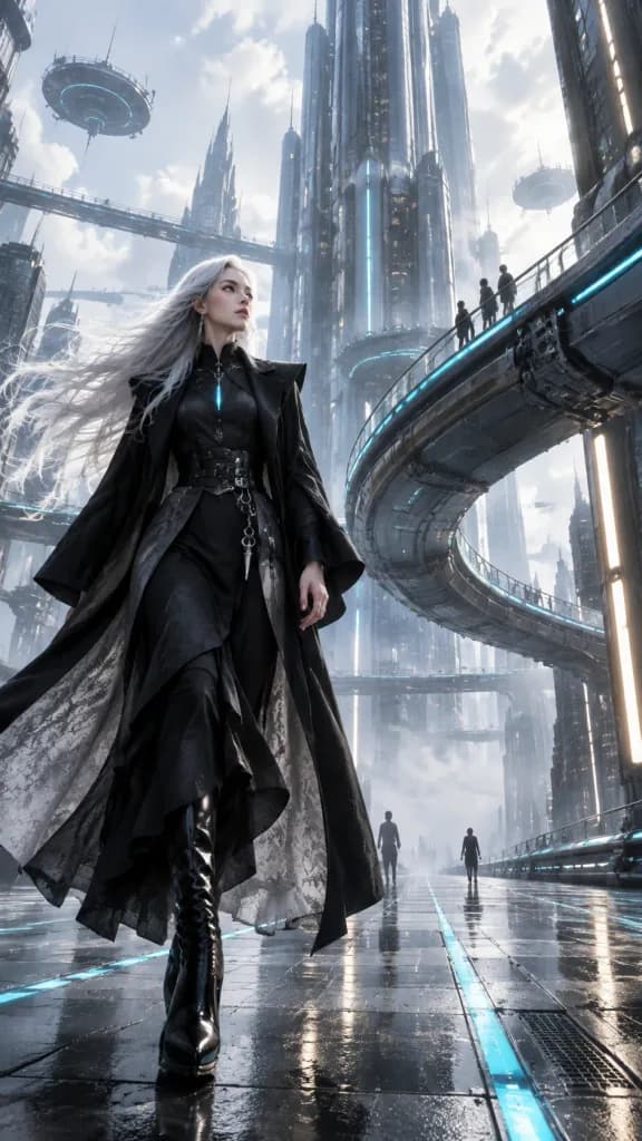 Gothic Cyberpunk Walk in Gravity Megacity