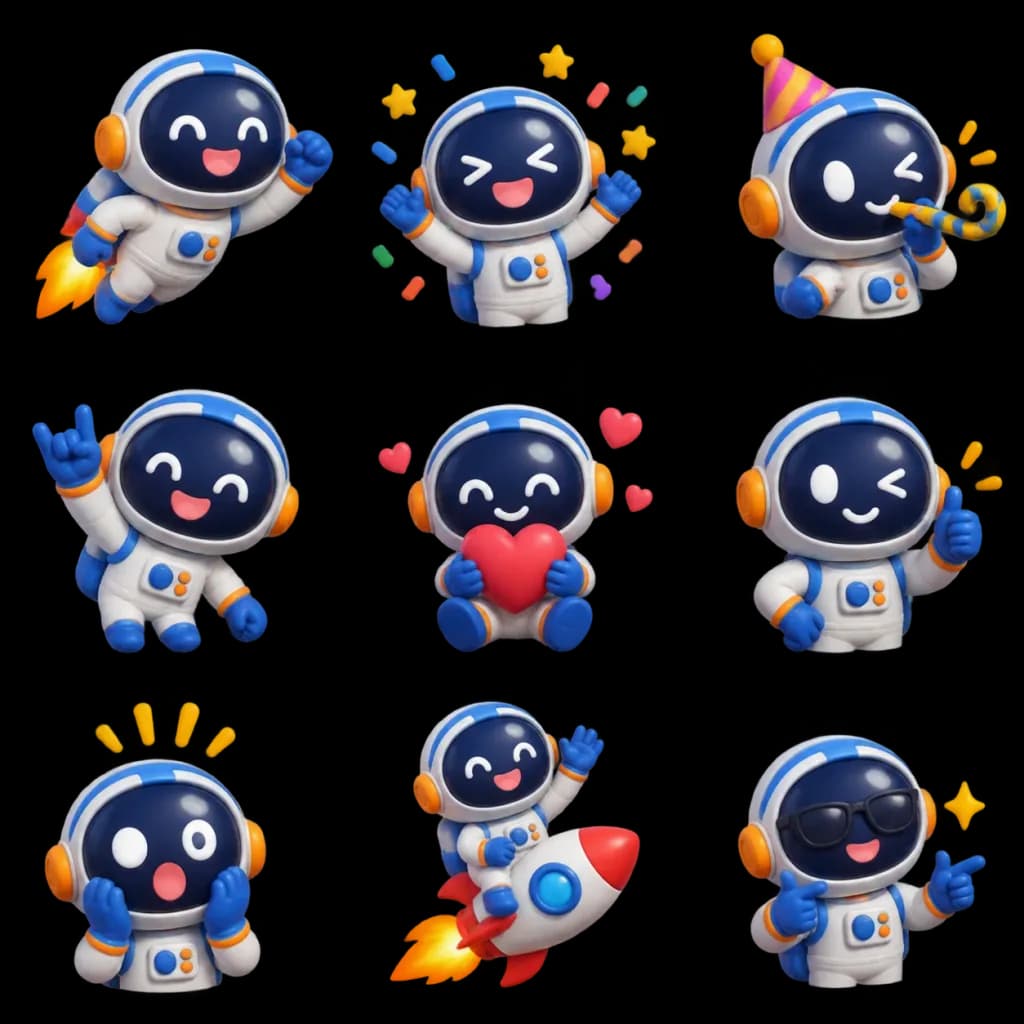 3D Emoji Character Sticker Sheet