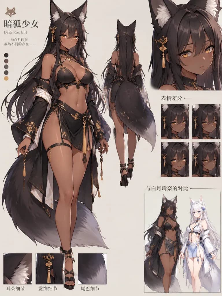 Dark Fox Dark Skinned Anime Girl