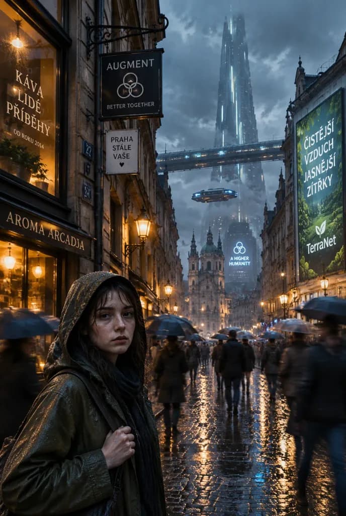 Rainy Near-Future European Street Scene