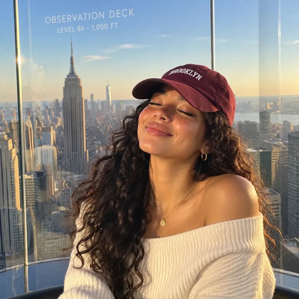 Sunlit NYC Observation Deck Portrait