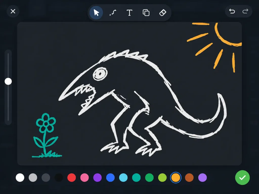 Garabato de Monstruo en App de Dibujo Oscura