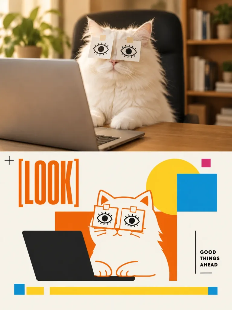 Katzenfoto zu Geometrischem Bauhaus-Poster