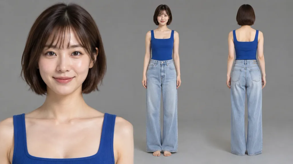スタジオモデルの三面参照シート