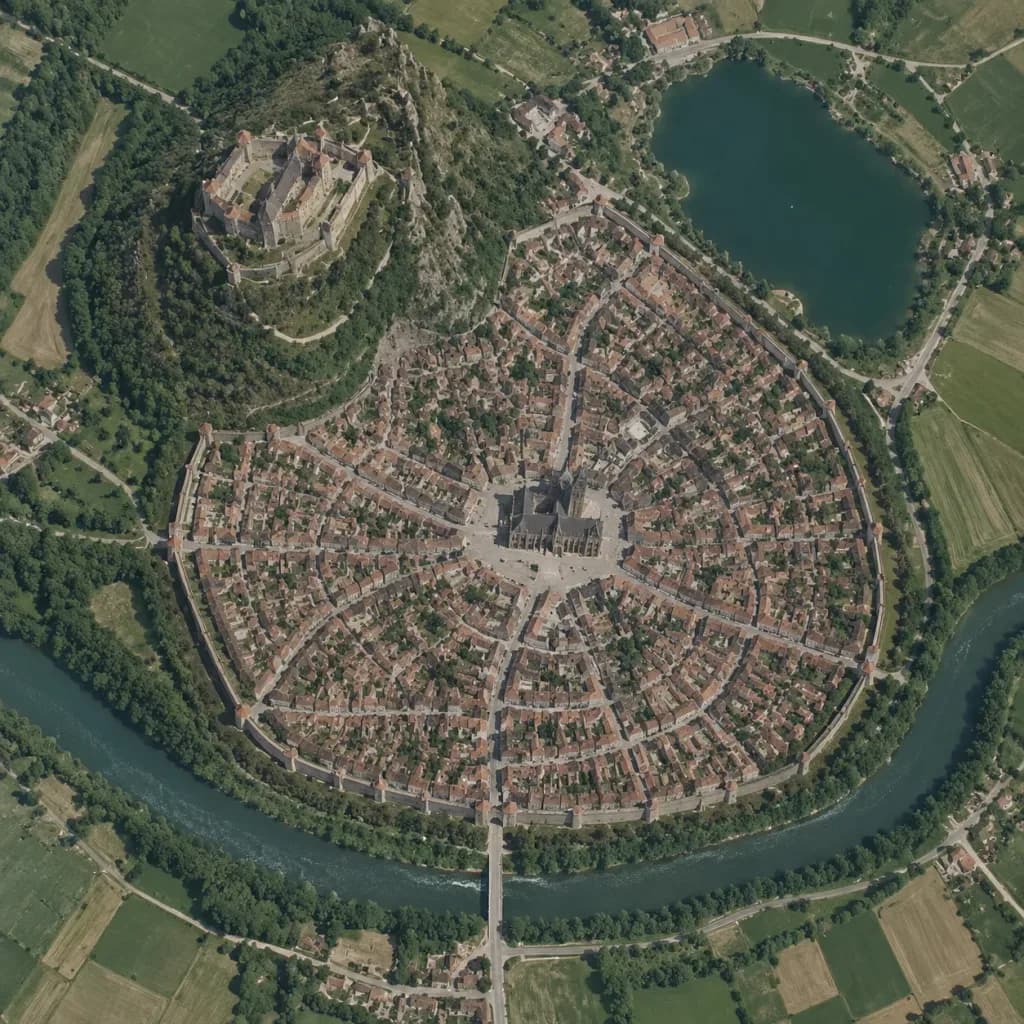 Top-Down Satellite Medieval City Map