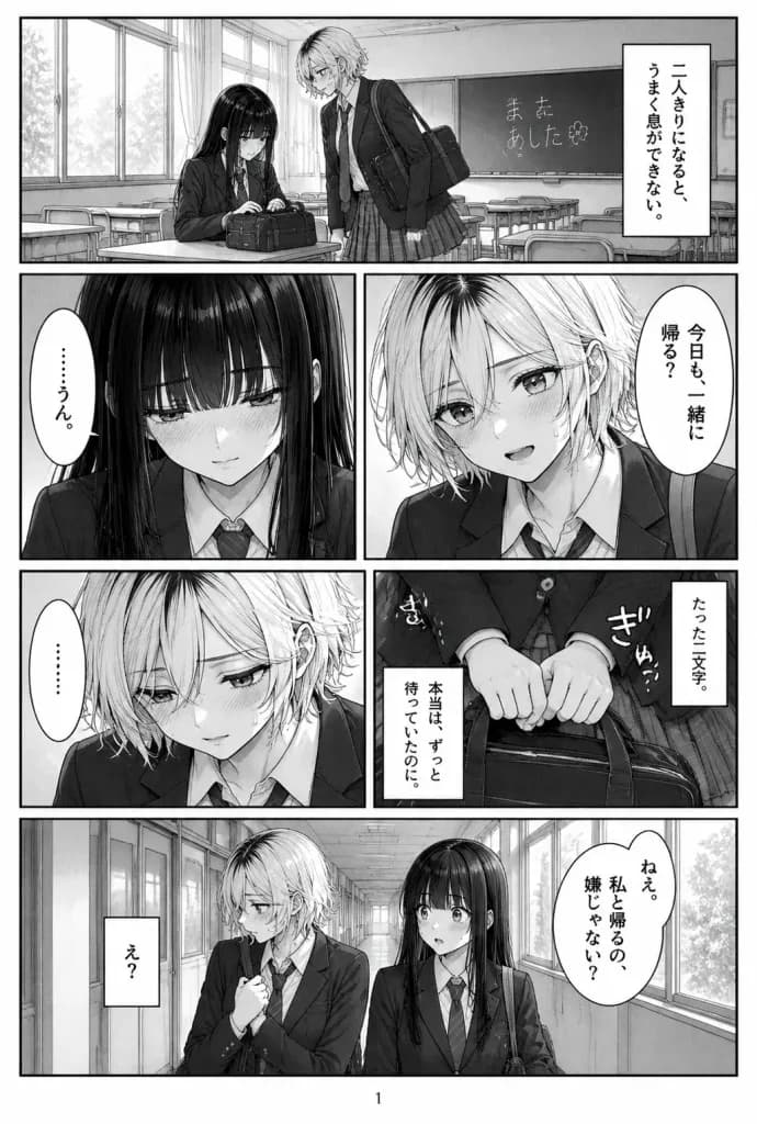 Monochrome Yuri Manga Page After School