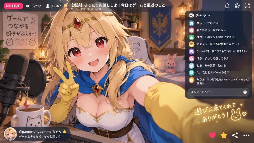 Anime VTuber Streaming Room Screenshot