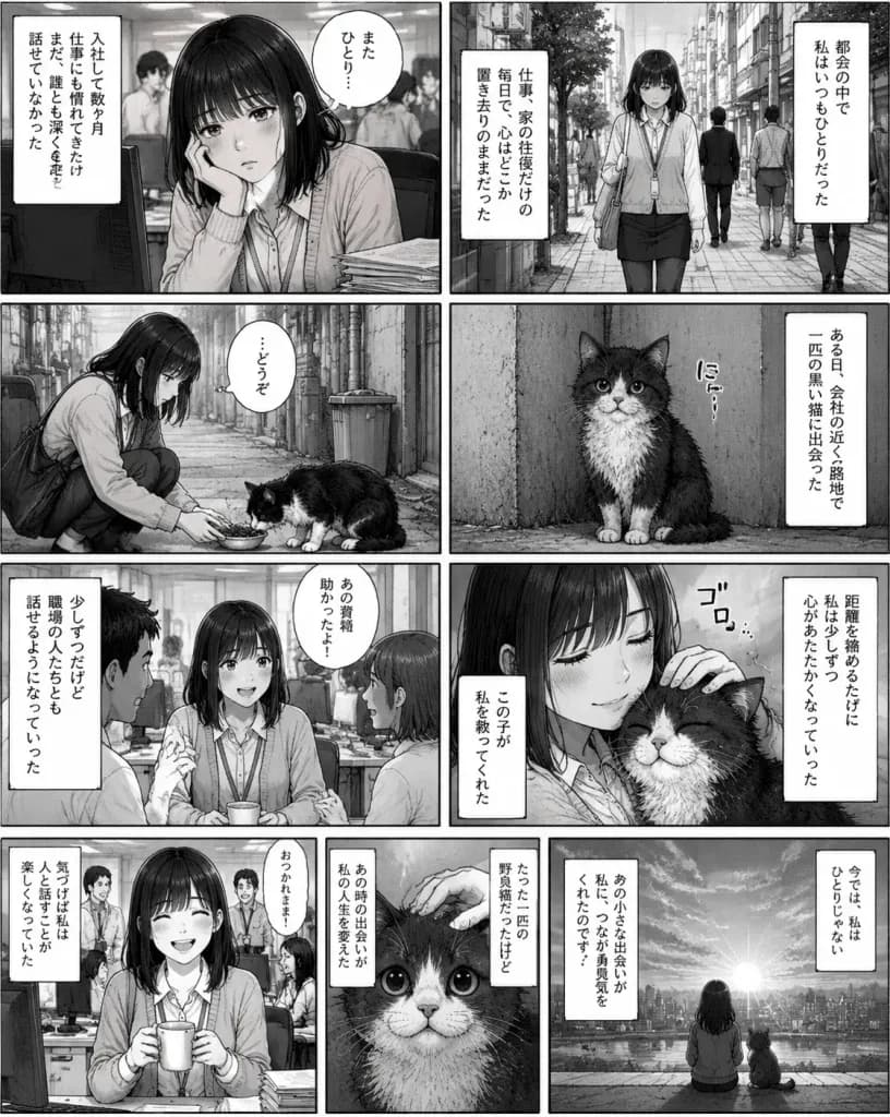 일상 힐링 만화: 직장인 여성과 길고양이