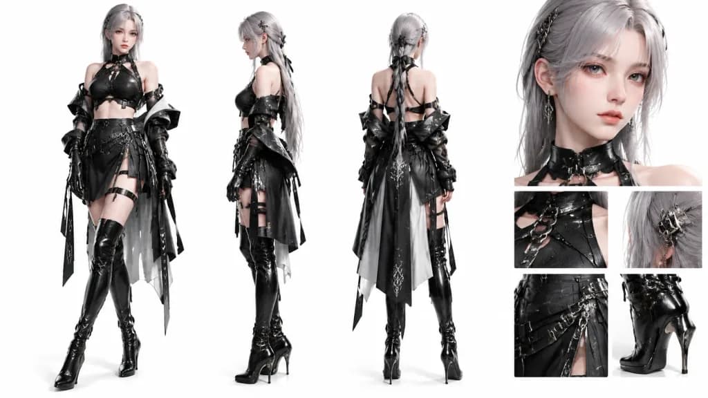 High-Fashion 3D Character Concept Sheet